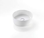 Cascade Fluted Arch Art Basin Above Counter Artificial Stone - Fluted - Matt White - Round - 410mm | CA410R-MW