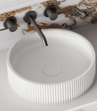 Cassa Design V Groove Above Counter Basin 360mm – Matte White