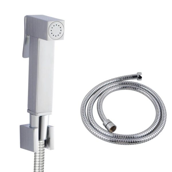 Chrome Toilet Bidet Spray Kit with Stainless Steel Hose