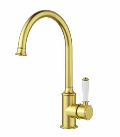 Clasico Gooseneck Sink Mixer Ceramic handle - Brushed Gold | HYB868-101A-BG