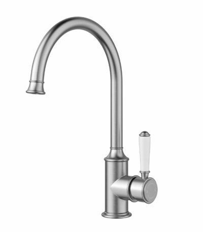 Clasico Gooseneck Sink Mixer Ceramic handle - Brushed Nickel | HYB868-101A-BN