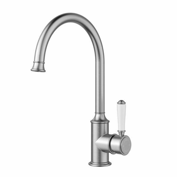 Clasico Gooseneck Sink Mixer Ceramic handle - Brushed Nickel | HYB868-101A-BN