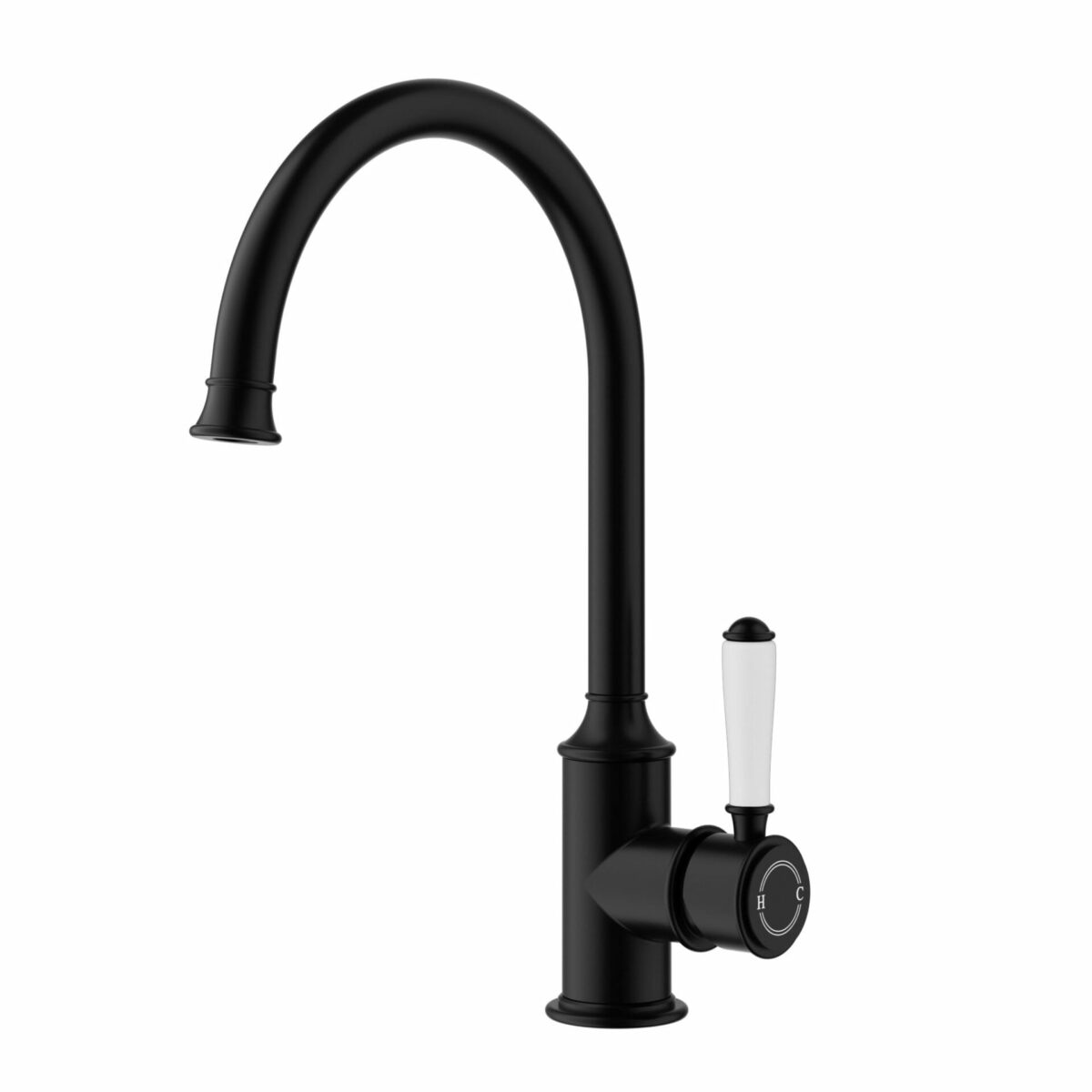 Clasico Gooseneck Sink Mixer Ceramic handle - Matt Black | HYB868-101A-MB