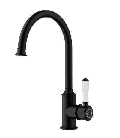 Clasico Gooseneck Sink Mixer Ceramic handle - Matt Black | HYB868-101A-MB
