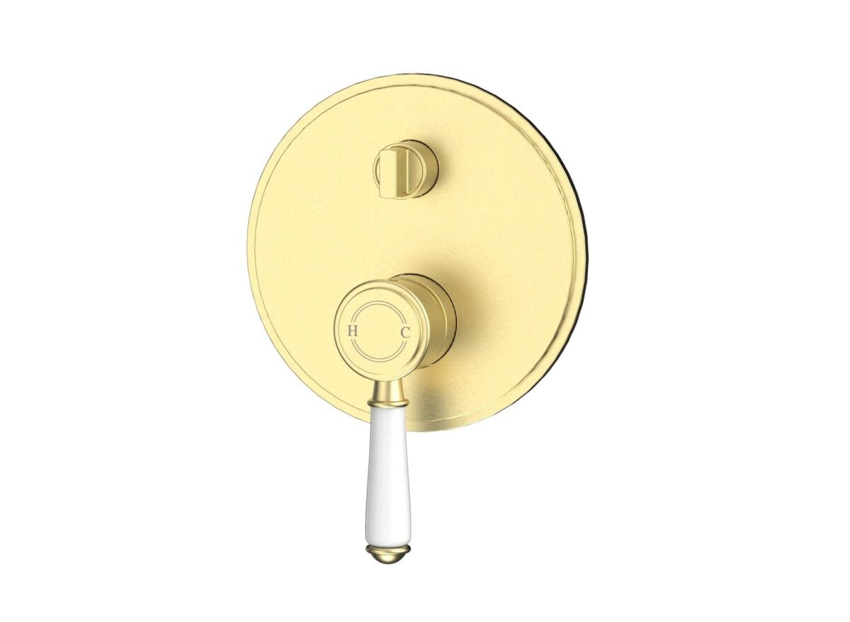 Clasico Wall Diverter Mixer Trim Kits Ceramic handle - Brushed Gold | HYB868-501ATK-BG