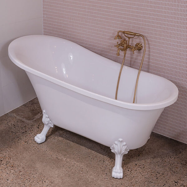 Clawfoot Freestanding Acrylic Bath, Semi-Gloss White Feet