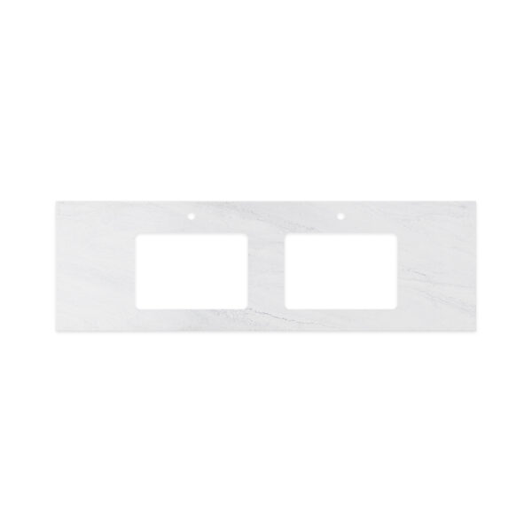 Cloudburst Solid Surface Top, Rectangular Full Depth with Double Undermount Basin Hole & Tap Holes, 1500mm
