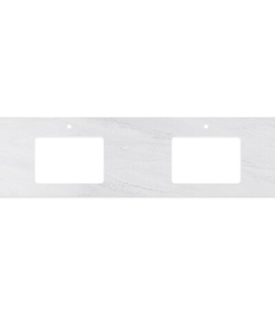 Cloudburst Solid Surface Top, Rectangular Full Depth with Double Undermount Basin Hole & Tap Holes, 1800mm