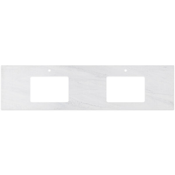 Cloudburst Solid Surface Top, Rectangular Full Depth with Double Undermount Basin Hole & Tap Holes, 1800mm