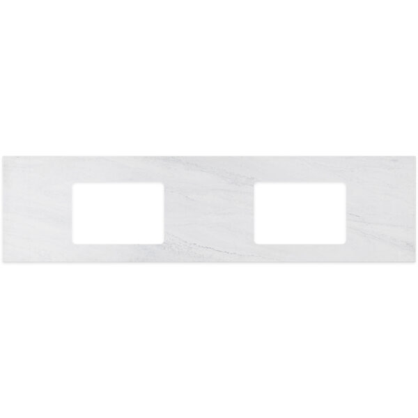 Cloudburst Solid Surface Top, Rectangular Full Depth with Double Undermount Basin Holes, 1800mm