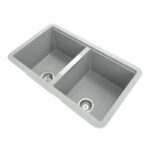 Concrete Grey Carysil CG2B3322 Double Bowl Stone Kitchen Sink - 824x481x241mm | TWM3322-G