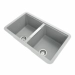 Concrete Grey Carysil CG2B3322 Double Bowl Stone Kitchen Sink - 824x481x241mm | TWM3322-G