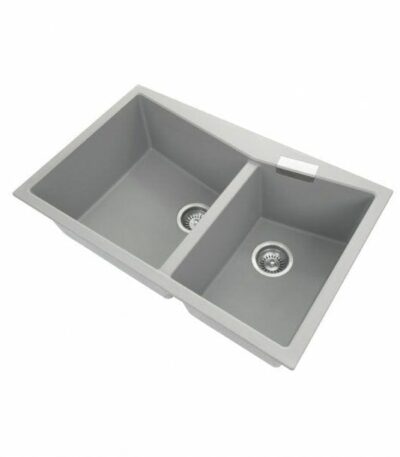 Concrete Grey Carysil CGDB 3220 Double Bowl Stone Kitchen Sink - 800x500mm | TWM-3220G