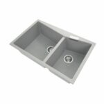 Concrete Grey Carysil CGDB 3220 Double Bowl Stone Kitchen Sink - 800x500mm | TWM-3220G