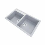 Concrete Grey Carysil New Beethoven D200 Granite 1 and 3/4 Bowl Stone Kitchen Sink - 860x500x200mm | TWMN-200G