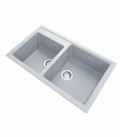 Concrete Grey Carysil New Beethoven D200 Granite 1 and 3/4 Bowl Stone Kitchen Sink - 860x500x200mm | TWMN-200G