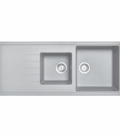 Concrete Grey Carysil Vivaldi D-200 Granite 1 and 1/2 Bowl with Drain Board Stone Kitchen Sink - 1160x500mm | TWMD-200VG