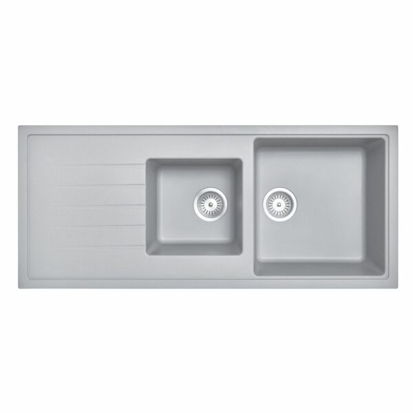 Concrete Grey Carysil Vivaldi D-200 Granite 1 and 1/2 Bowl with Drain Board Stone Kitchen Sink - 1160x500mm | TWMD-200VG