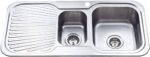Cora 1 & 1/4 Bowl & Single Drainer - 980x480x170mm - Stainless Steel | P980RHB