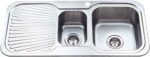 Cora 1 & 1/4 Bowl & Single Drainer - 980x480x170mm - Stainless Steel | P980RHB