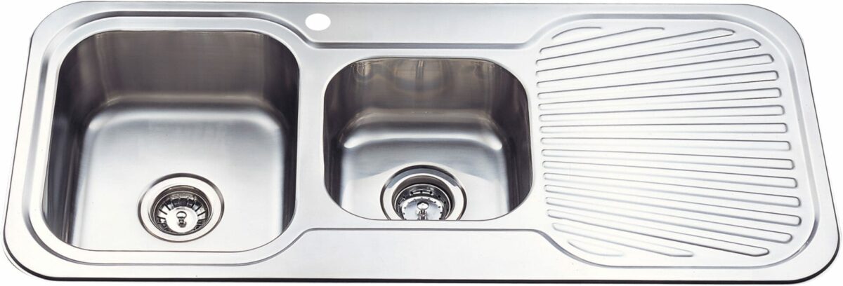 Cora 1 & 3/4 Bowl & Single Drainer - 1080x480x170mm - Stainless Steel | P1080LHB