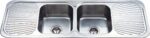 Cora Double Bowl & Double Drainer - 1380x480x170mm - Stainless Steel | C-1380