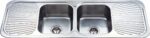 Cora Double Bowl & Double Drainer - 1380x480x170mm - Stainless Steel | C-1380