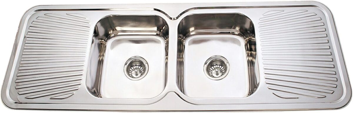 Cora Double Bowl & Double Drainer - 1500x500x180mm - Stainless Steel | P-1500
