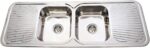 Cora Double Bowl & Double Drainer - 1500x500x180mm - Stainless Steel | P-1500