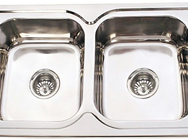 Cora Double Bowl & Double Drainer - 1500x500x180mm - Stainless Steel | P-1500