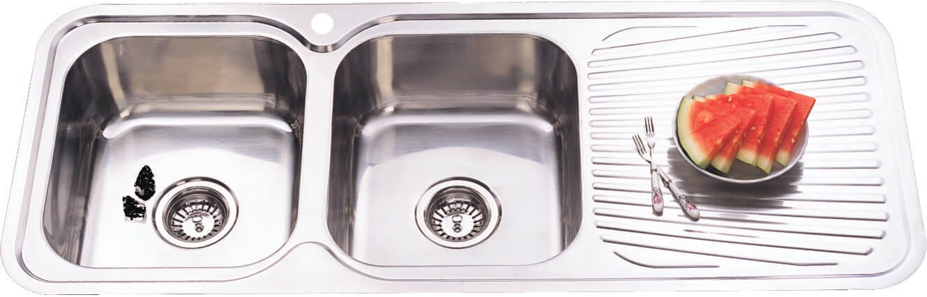 Cora Double Bowl & Single Drainer - 1180x480x170mm - Stainless Steel | P1180LHB
