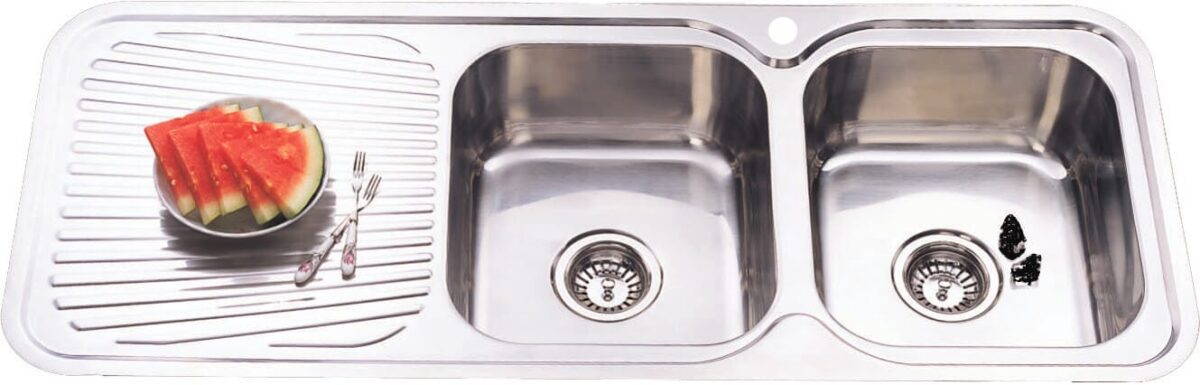 Cora Double Bowl & Single Drainer - 1180x480x170mm - Stainless Steel | P1180RHB
