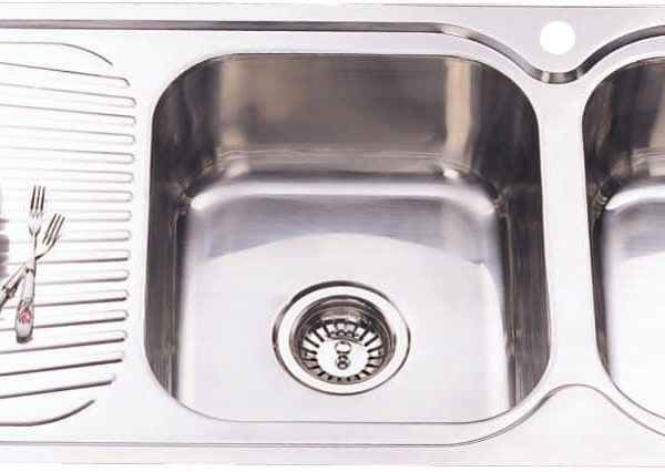 Cora Double Bowl & Single Drainer - 1180x480x170mm - Stainless Steel | P1180RHB