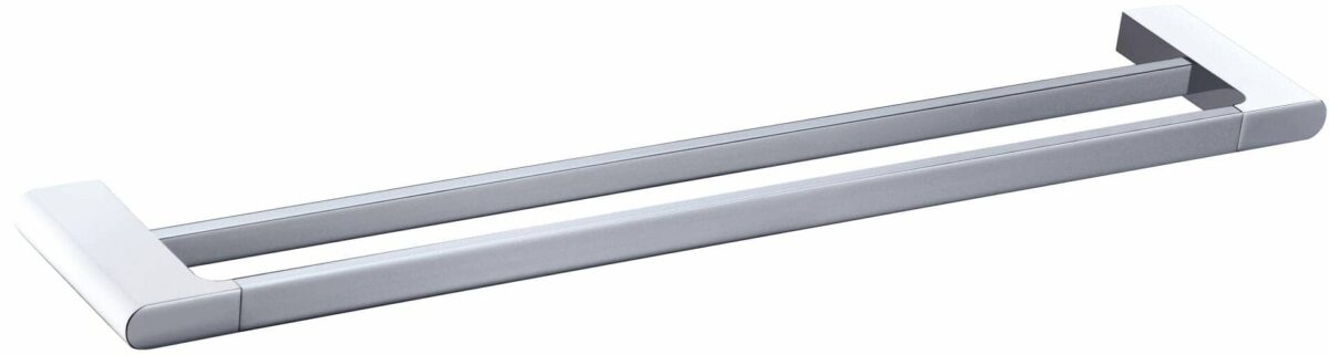 Cora Double Towel Rail 800mm - Chrome & White | 5302-800-CW