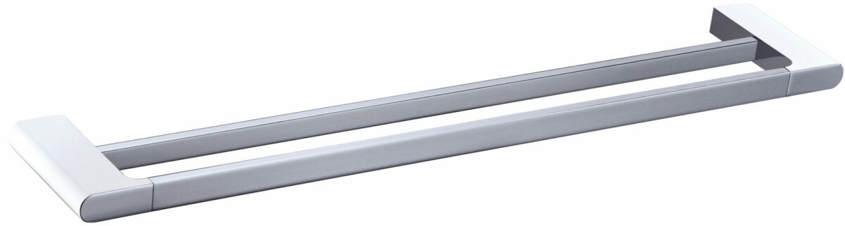 Cora Double Towel Rail 800mm - Chrome & White | 5302-800-CW
