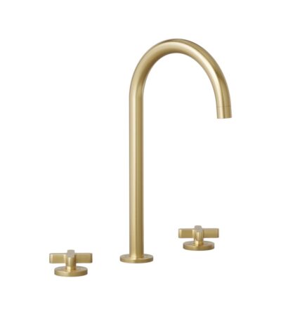 Cross Assembly Bench Mounted Set - Brushed Brass
