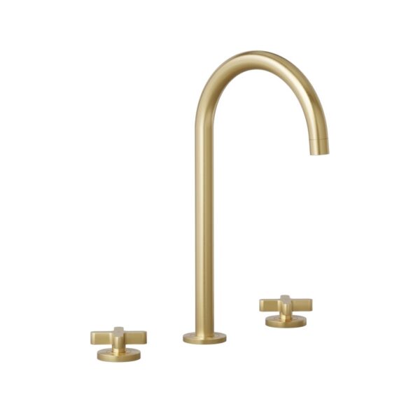 Cross Assembly Bench Mounted Set - Brushed Brass
