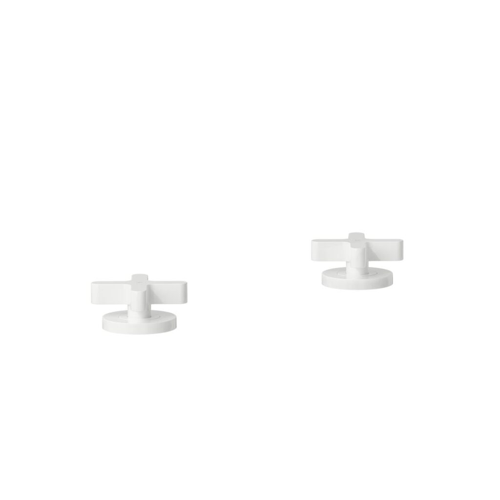 Cross Assembly Bench-Mounted Taps - White