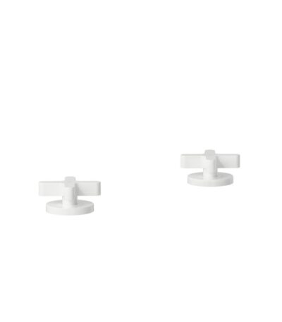 Cross Assembly Bench-Mounted Taps - White