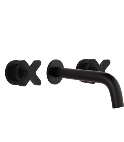 Cross Assembly Taps & Spout Set - Matte Black