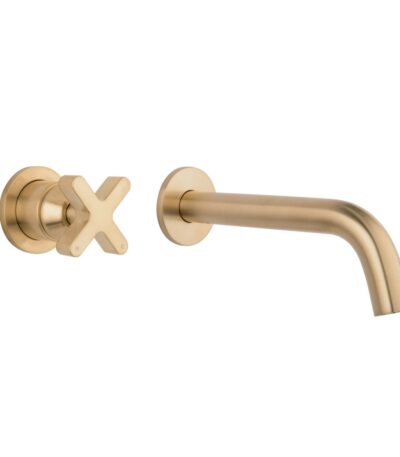 Cross Progressive Mixer Spout Set - Brushed Brass