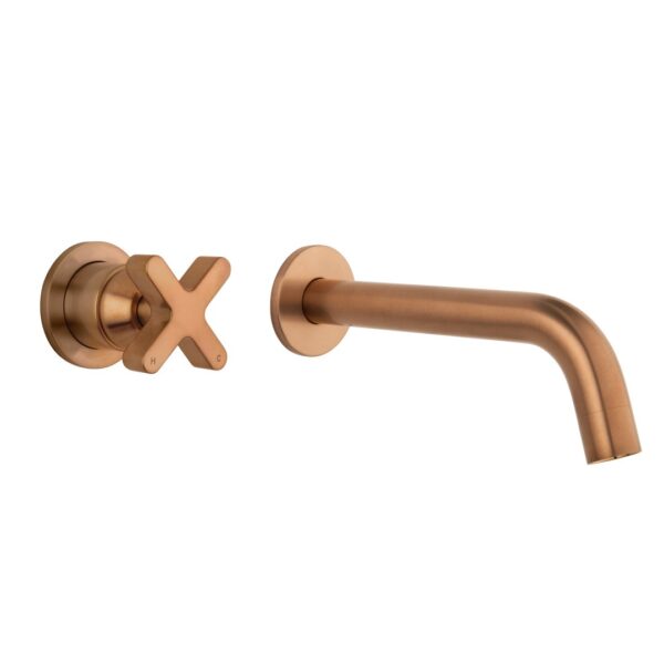 Cross Progressive Mixer Spout Set - Brushed Copper