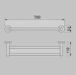 CURO 750mm Twin Towel Rail - Image 2