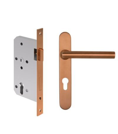 Davis Entry Door Handle & Lock Set - Brushed Copper