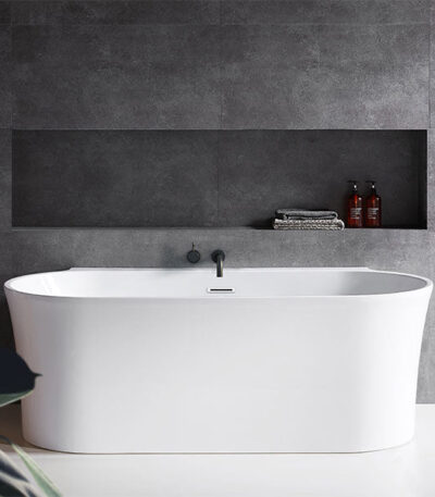 Decina Aurora 1700 Back to Wall Bath with Overflow Matte White