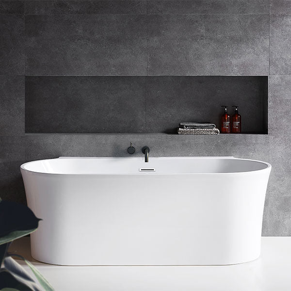 Decina Aurora 1700 Back to Wall Bath with Overflow Matte White