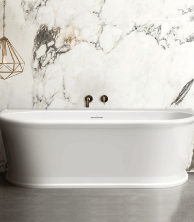 Decina Oxford 1700mm Back-To-Wall Freestanding Bath with Overflow