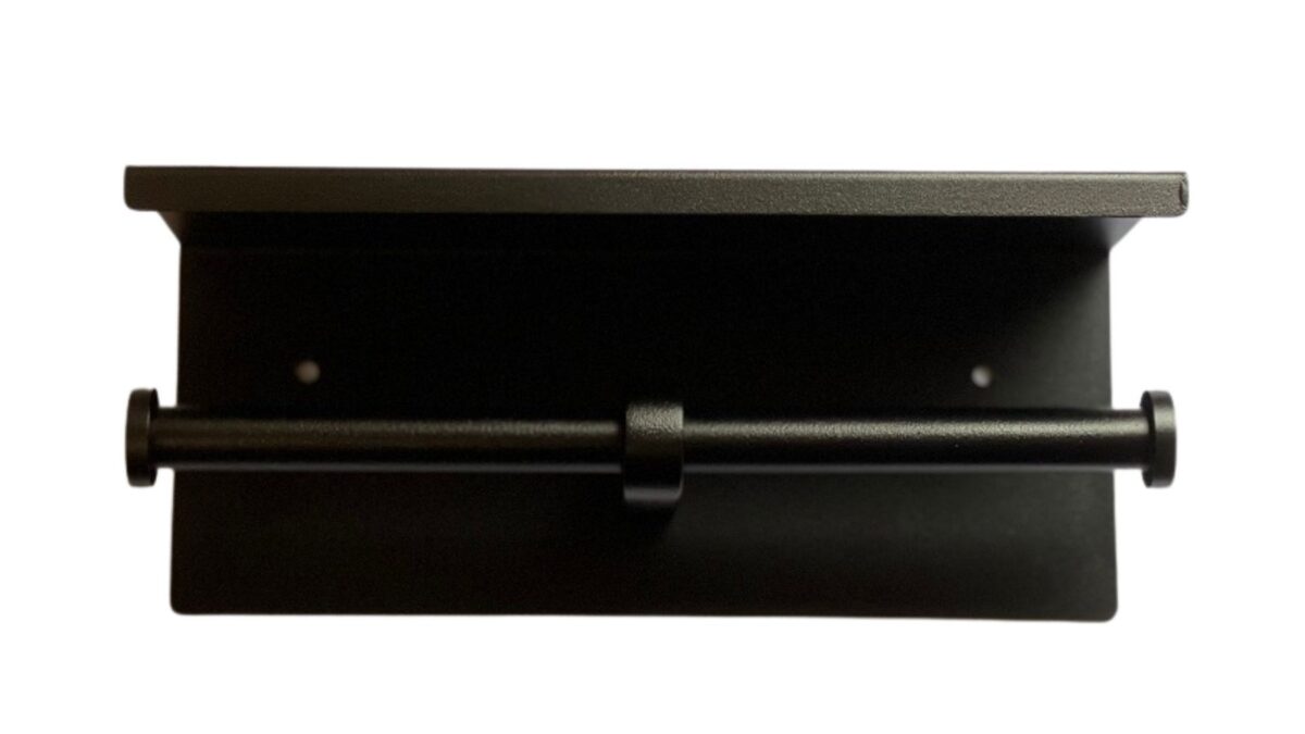 DESIGNER BLACK SERIES DOUBLE TOILET ROLL HOLDER WITH SHELF TOP DESIGNER BLACK METLAM ML269_TRH_DESIGNER - Urban Designs Bathroom and Kitchen