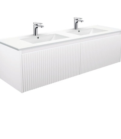 Dolce Alina Satin White 1500 Double Bowl Wall-Hung Vanity