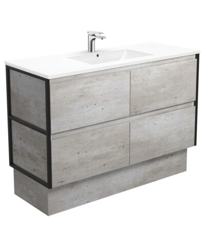 Dolce Amato 1200 Industrial Vanity On Kick, Matte Black Frames